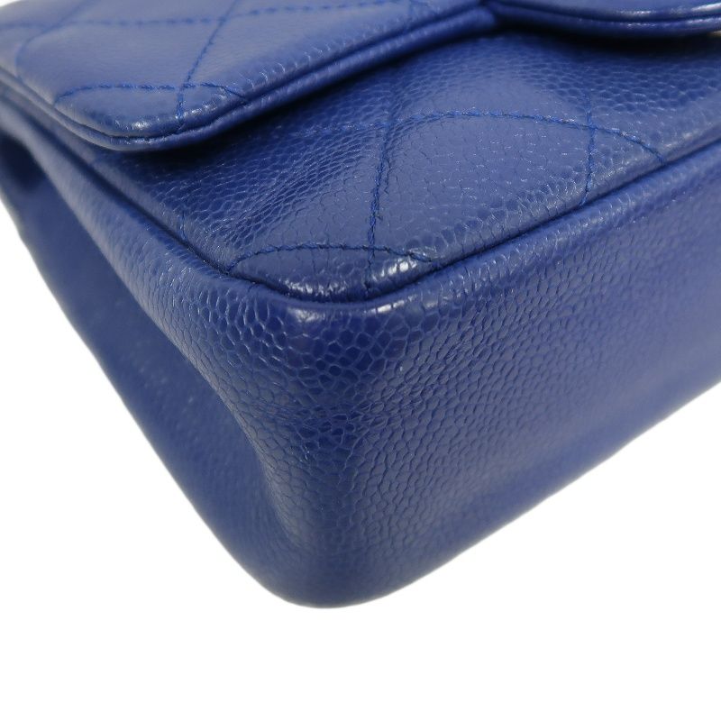 CHANEL Classic Flap Mini Matelassé Crossbody Bag, Caviar Skin, Navy