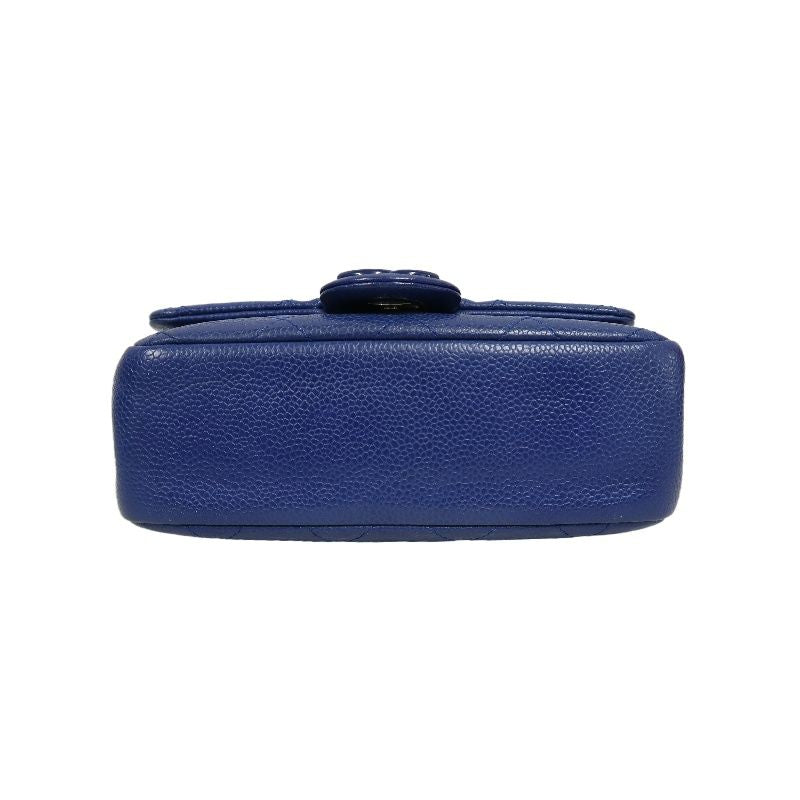 CHANEL Classic Flap Mini Matelassé Crossbody Bag, Caviar Skin, Navy