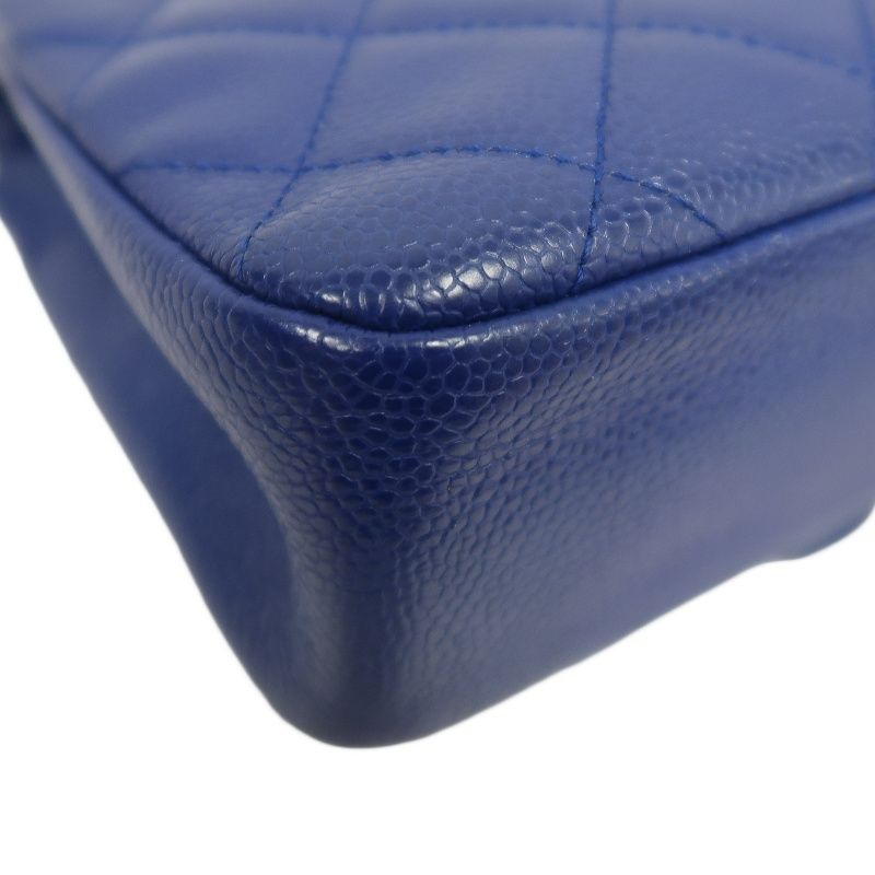 CHANEL Classic Flap Mini Matelassé Crossbody Bag, Caviar Skin, Navy