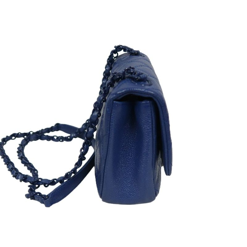 CHANEL Classic Flap Mini Matelassé Crossbody Bag, Caviar Skin, Navy