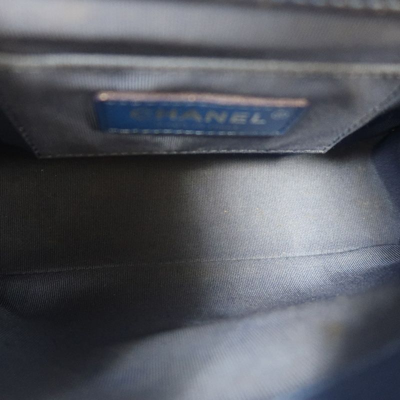 CHANEL Classic Flap Mini Matelassé Crossbody Bag, Caviar Skin, Navy