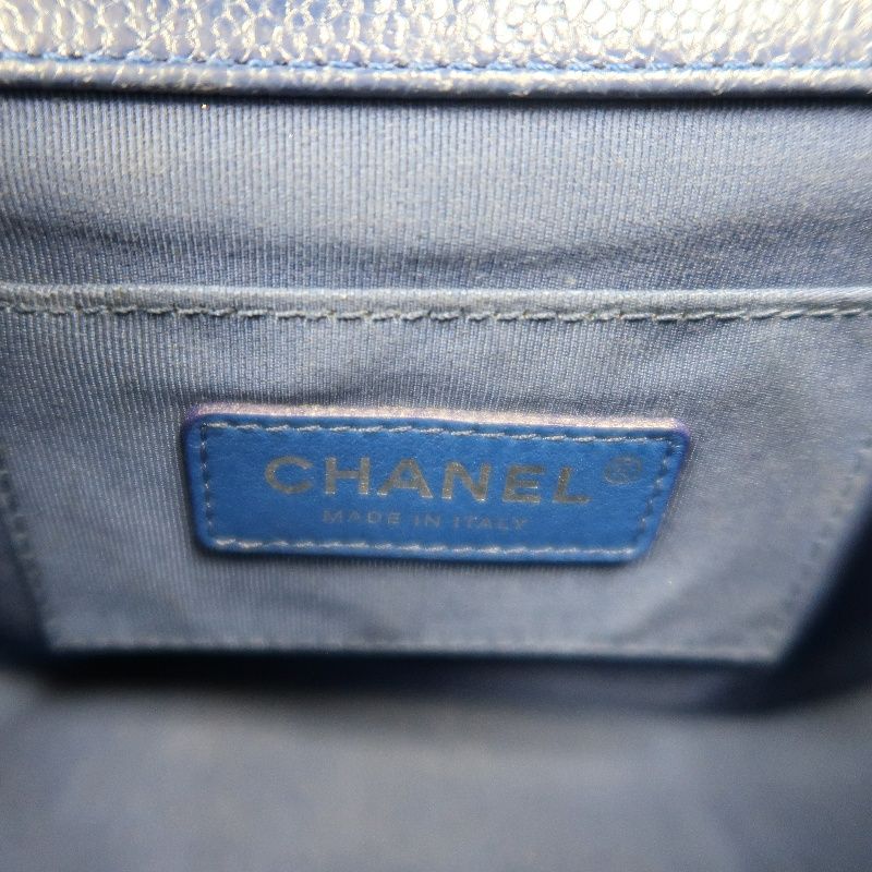 CHANEL Classic Flap Mini Matelassé Crossbody Bag, Caviar Skin, Navy