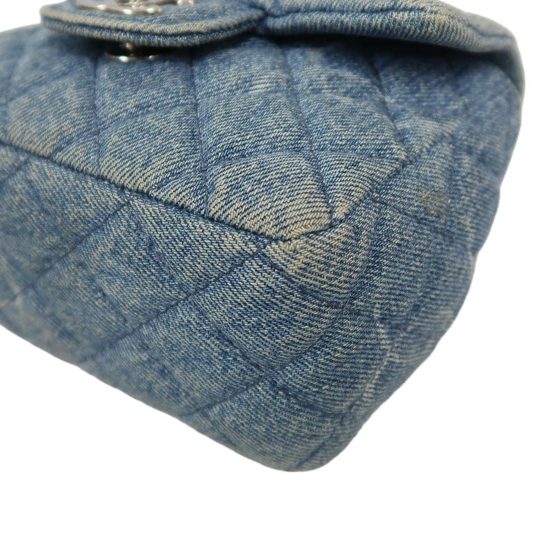 CHANEL Classic Flap Mini Matelassé Crossbody Bag, Denim, Blue, Silver Hardware, With Guarantee Card