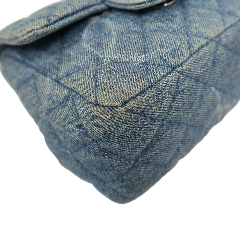 CHANEL Classic Flap Mini Matelassé Crossbody Bag, Denim, Blue, Silver Hardware, With Guarantee Card