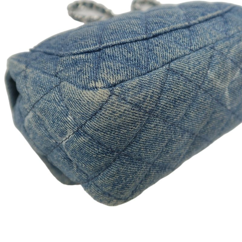 CHANEL Classic Flap Mini Matelassé Crossbody Bag, Denim, Blue, Silver Hardware, With Guarantee Card