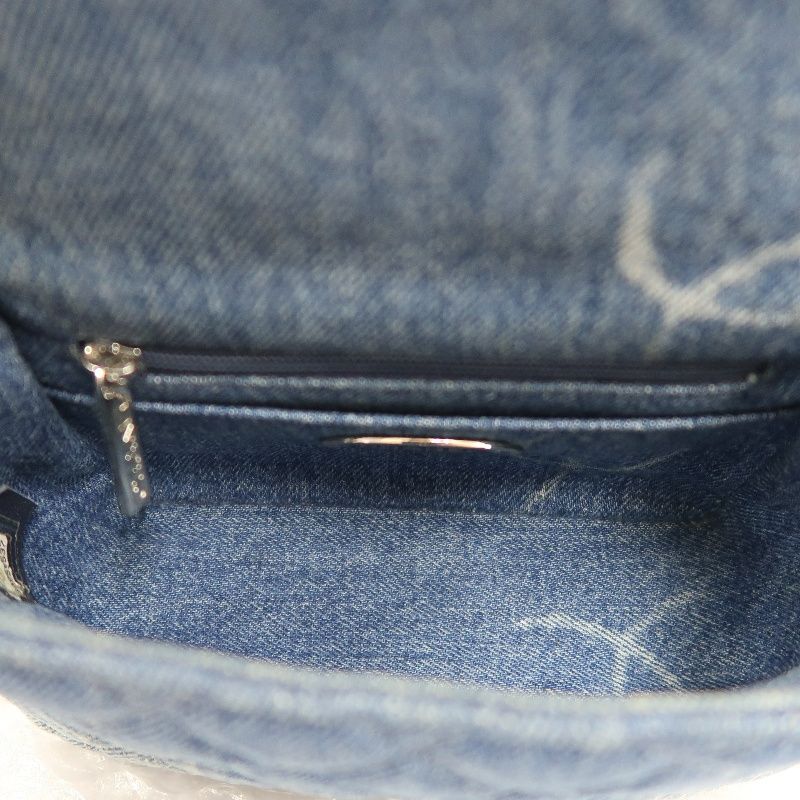 CHANEL Classic Flap Mini Matelassé Crossbody Bag, Denim, Blue, Silver Hardware, With Guarantee Card