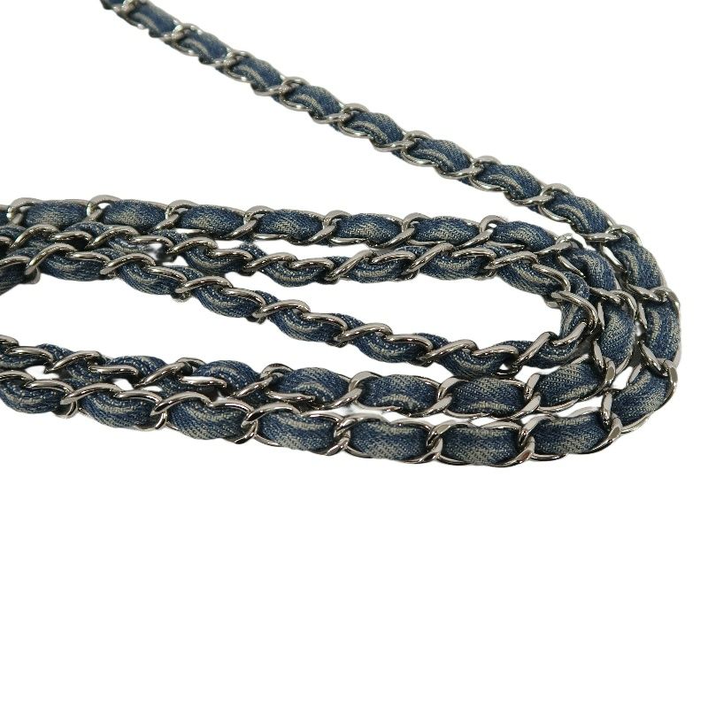 CHANEL Classic Flap Mini Matelassé Crossbody Bag, Denim, Blue, Silver Hardware, With Guarantee Card