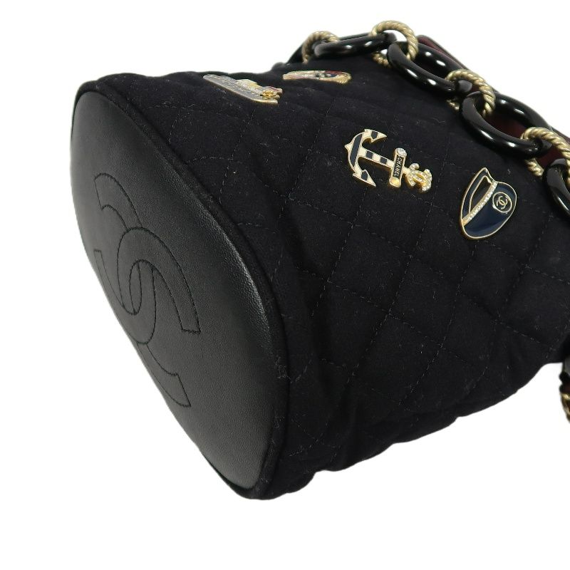 CHANEL Paris-Hamburg Handbag, Cotton, Black with Gold-Tone Hardware, Guarantee Card Included