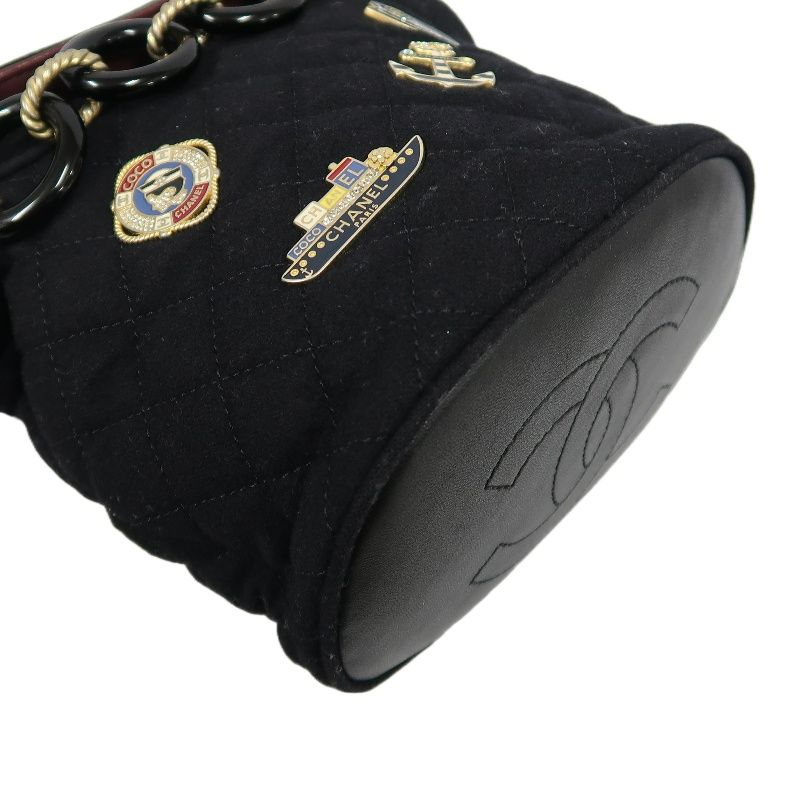 CHANEL Paris-Hamburg Handbag, Cotton, Black with Gold-Tone Hardware, Guarantee Card Included