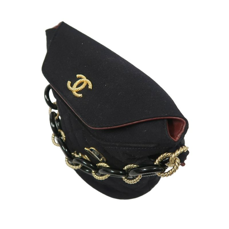 CHANEL Paris-Hamburg Handbag, Cotton, Black with Gold-Tone Hardware, Guarantee Card Included
