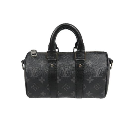 LOUIS VUITTON (LV) Keepall XS Monogram Eclipse Handbag, Black, Shoulder Strap Included (No Worn Photos)