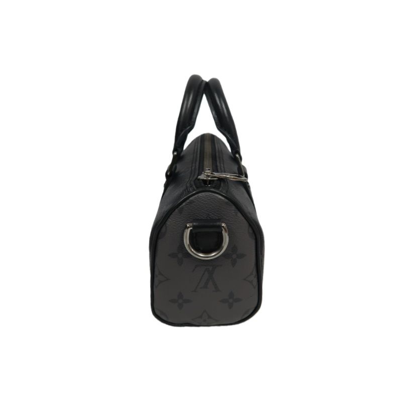 LOUIS VUITTON (LV) Keepall XS Monogram Eclipse Handbag, Black, Shoulder Strap Included (No Worn Photos)