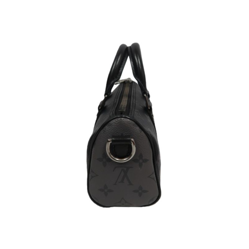LOUIS VUITTON (LV) Keepall XS Monogram Eclipse Handbag, Black, Shoulder Strap Included (No Worn Photos)