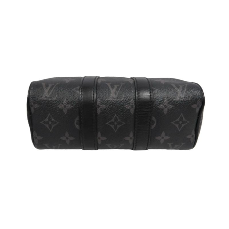 LOUIS VUITTON (LV) Keepall XS Monogram Eclipse Handbag, Black, Shoulder Strap Included (No Worn Photos)