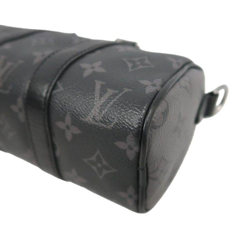LOUIS VUITTON (LV) Keepall XS Monogram Eclipse Handbag, Black, Shoulder Strap Included (No Worn Photos)