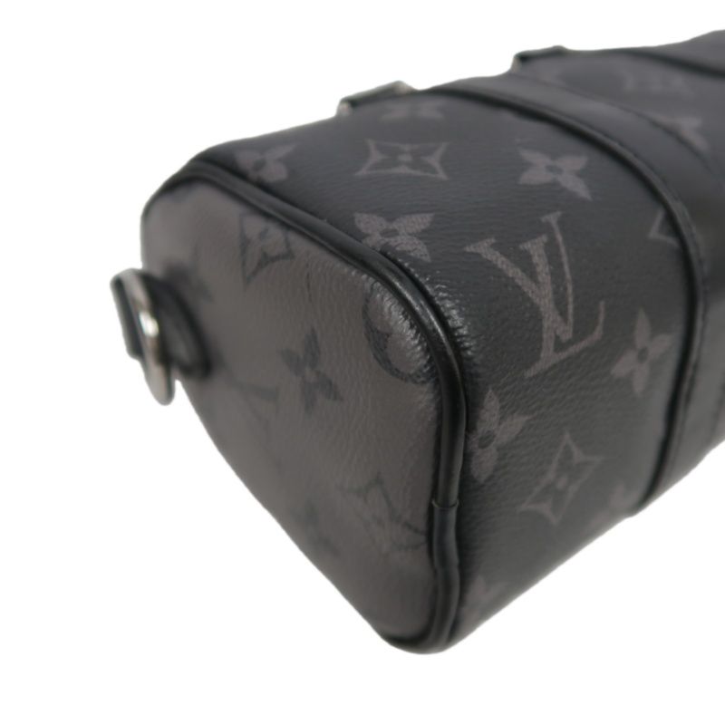 LOUIS VUITTON (LV) Keepall XS Monogram Eclipse Handbag, Black, Shoulder Strap Included (No Worn Photos)