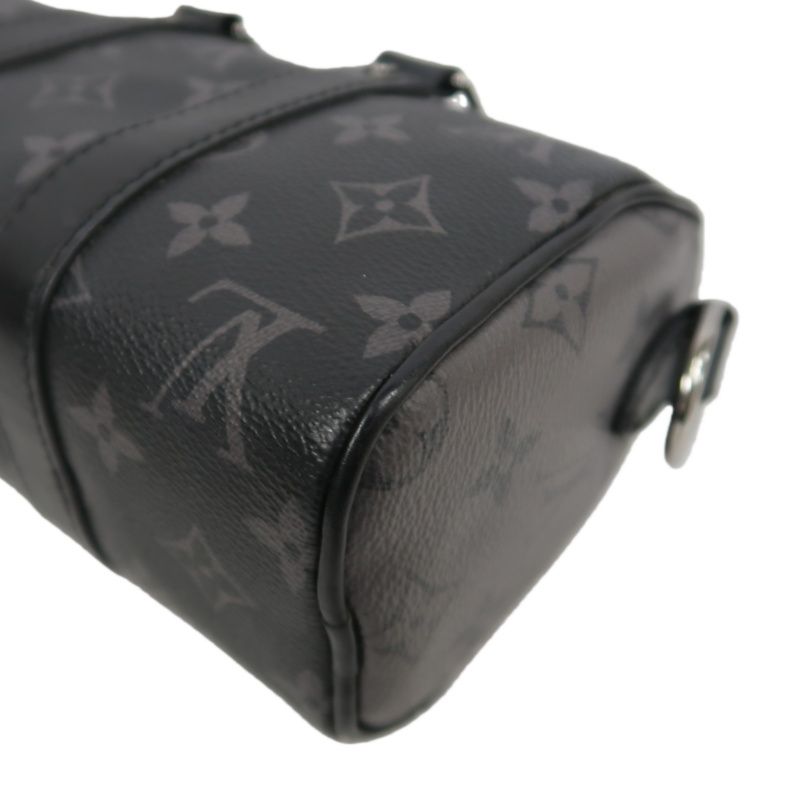 LOUIS VUITTON (LV) Keepall XS Monogram Eclipse Handbag, Black, Shoulder Strap Included (No Worn Photos)