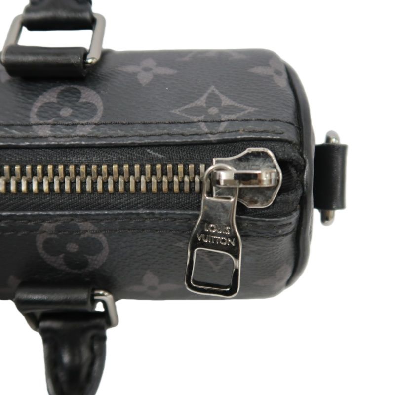 LOUIS VUITTON (LV) Keepall XS Monogram Eclipse Handbag, Black, Shoulder Strap Included (No Worn Photos)