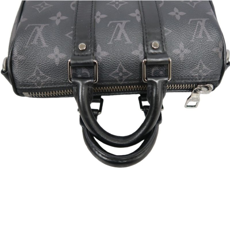 LOUIS VUITTON (LV) Keepall XS Monogram Eclipse Handbag, Black, Shoulder Strap Included (No Worn Photos)