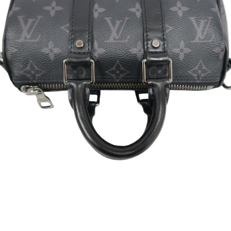 LOUIS VUITTON (LV) Keepall XS Monogram Eclipse Handbag, Black, Shoulder Strap Included (No Worn Photos)