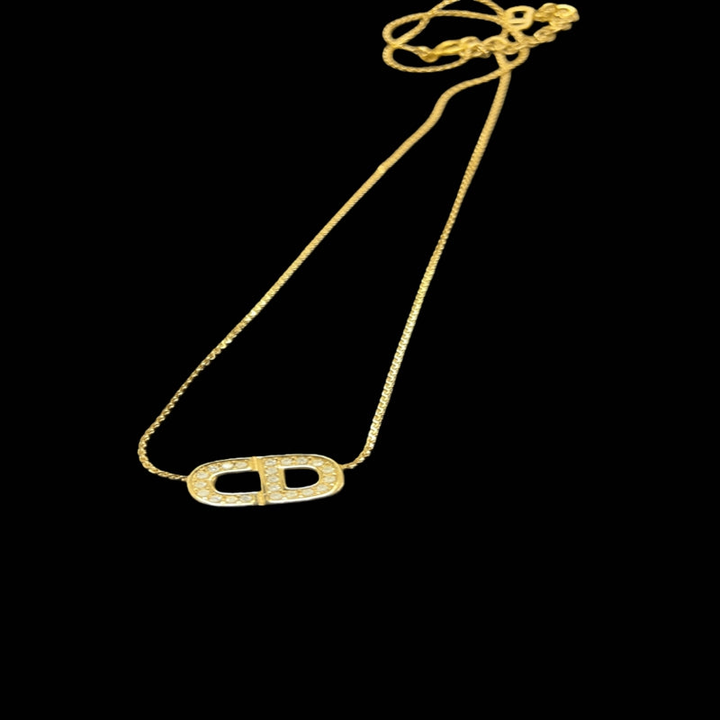 DIOR necklace, gold-tone alloy hardware, CD logo