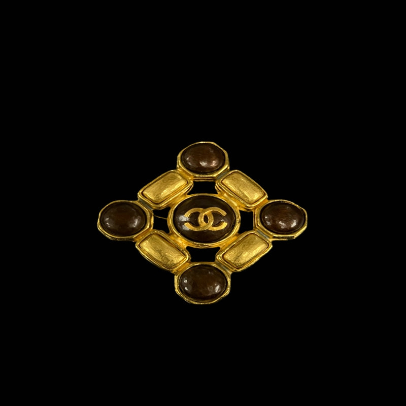 CHANEL Gripoix brooch, gold-tone alloy hardware