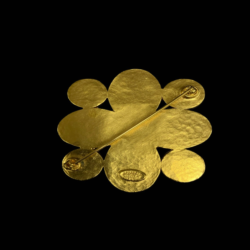 CHANEL Gripoix brooch, brown stone, gold-tone alloy hardware