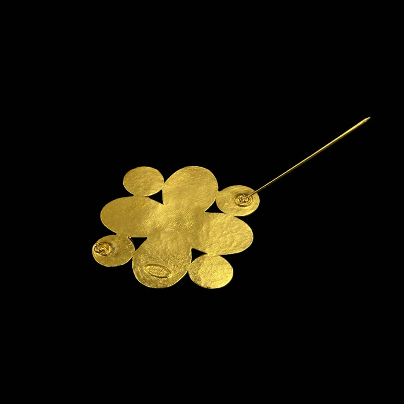 CHANEL Gripoix brooch, brown stone, gold-tone alloy hardware