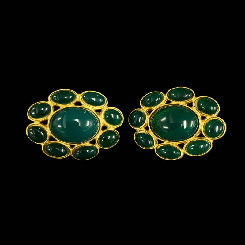 CHANEL Gold-tone Alloy Green Stone Ear Clip