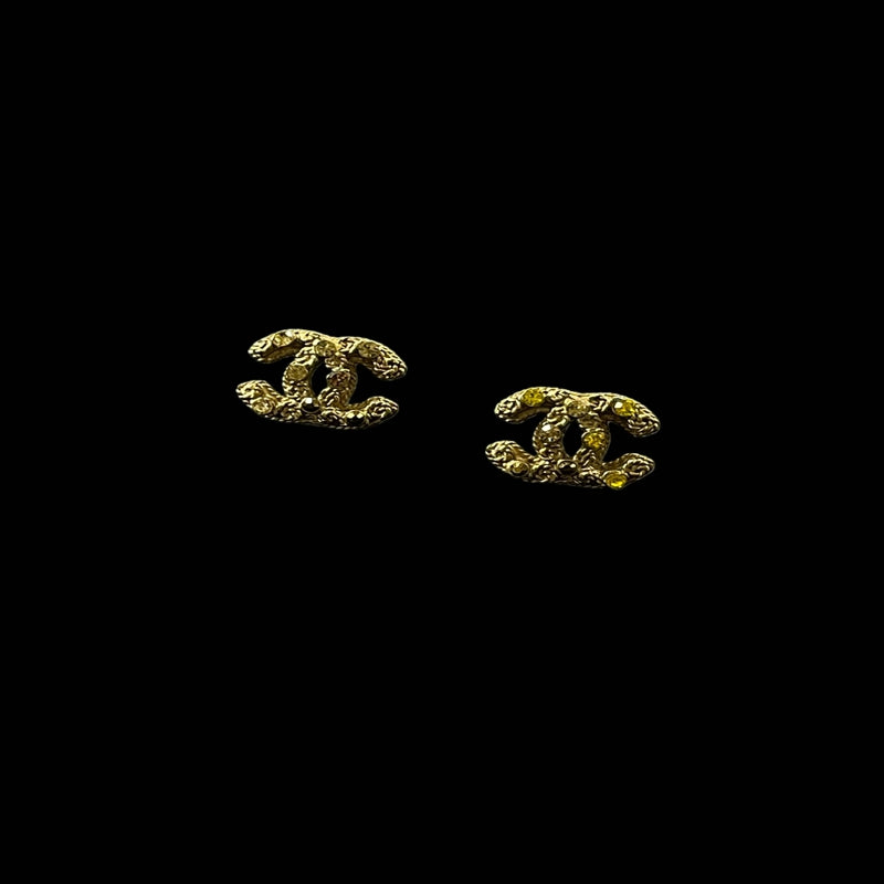 CHANEL earrings, gold-tone alloy hardware, logo design