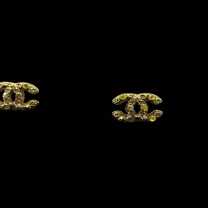 CHANEL earrings, gold-tone alloy hardware, logo design