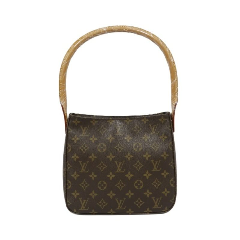LOUIS VUITTON Monogram Looping MM Handbag, Brown, PVC-Coated Canvas