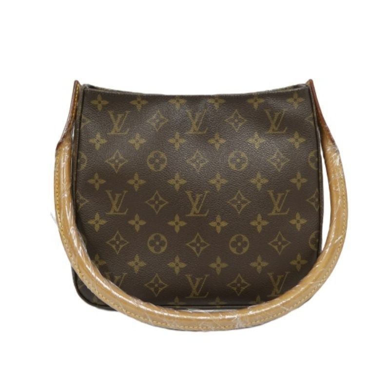 LOUIS VUITTON Monogram Looping MM Handbag, Brown, PVC-Coated Canvas