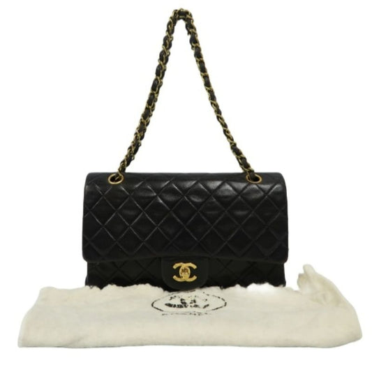 CHANEL Classic Flap 25, Black Lambskin, Gold Hardware, Crossbody & Shoulder Bag, With Original Dust Bag