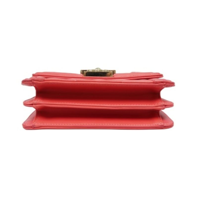 CHANEL Pink Boy Chain Shoulder Bag, Lambskin Leather, Gold Hardware