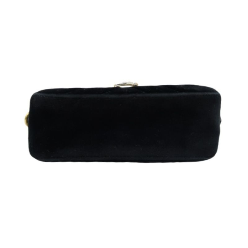 GUCCI GG Marmont Chain Shoulder Bag, Black Suede, Crystal Embellished, Gold Hardware, with Dust Bag