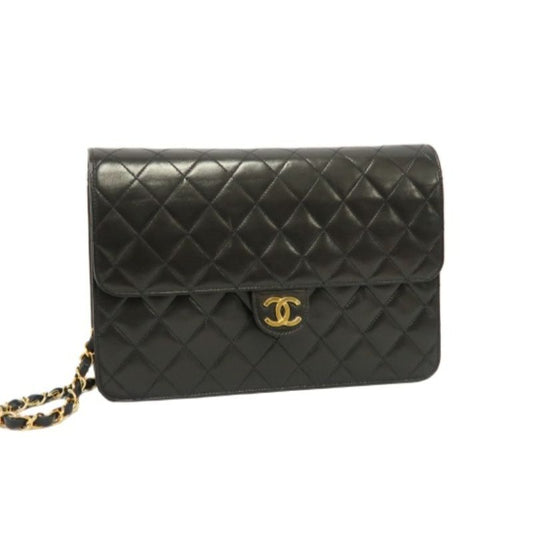 CHANEL Classic Flap 25 Matelassé Chain Shoulder & Crossbody Bag, Black Lambskin with Gold Hardware, Comes with Authentic Guarantee Card