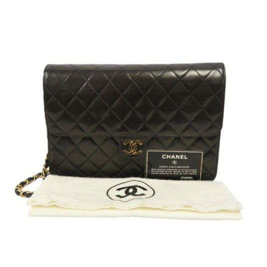 CHANEL Classic Flap 25 Matelassé Chain Shoulder & Crossbody Bag, Black Lambskin with Gold Hardware, Comes with Authentic Guarantee Card
