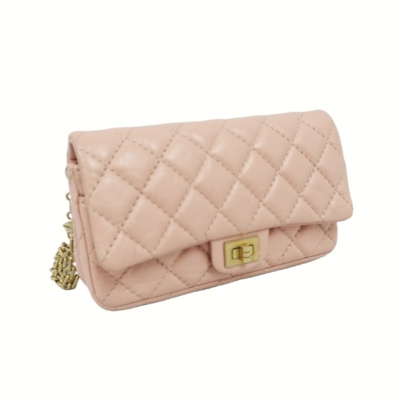 CHANEL Pink Boy Chain Shoulder Bag, Lambskin Leather, Gold Hardware