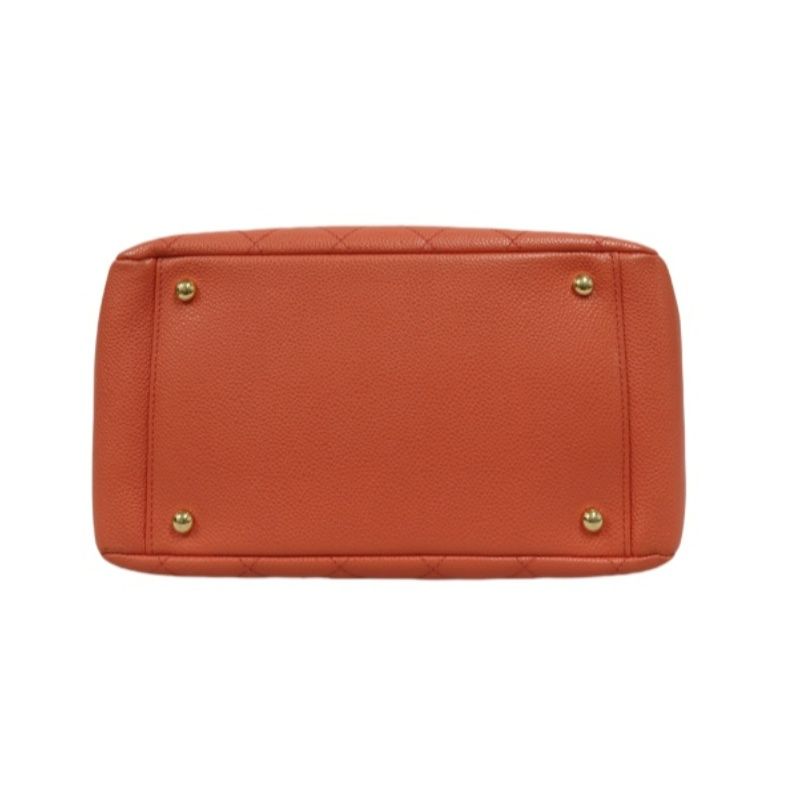 CHANEL Pink Orange Shoulder Bag, Caviar Leather, Gold Hardware, with Dust Bag and Guarantee Card