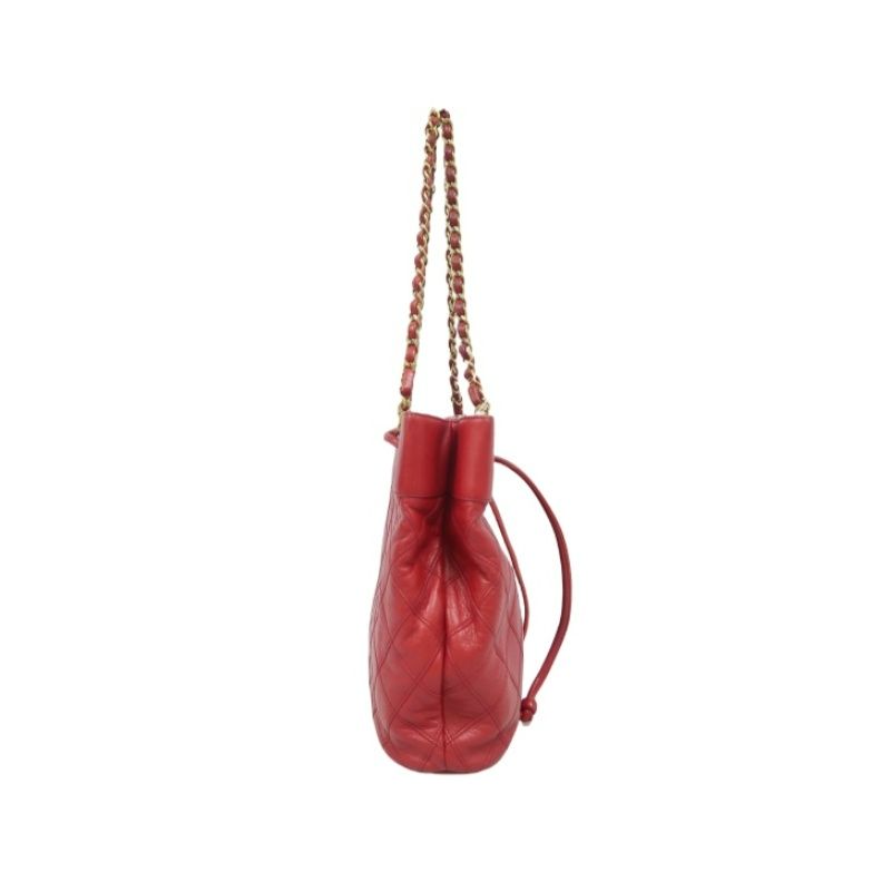 CHANEL Red Chain Shoulder Bag, Gold Hardware, with Guarantee Card