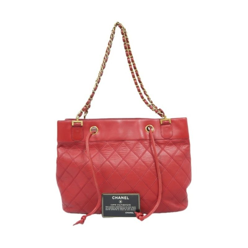 CHANEL Red Chain Shoulder Bag, Gold Hardware, with Guarantee Card