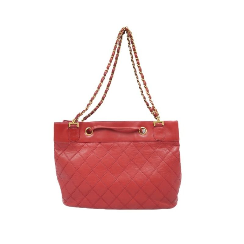 CHANEL Red Chain Shoulder Bag, Gold Hardware, with Guarantee Card