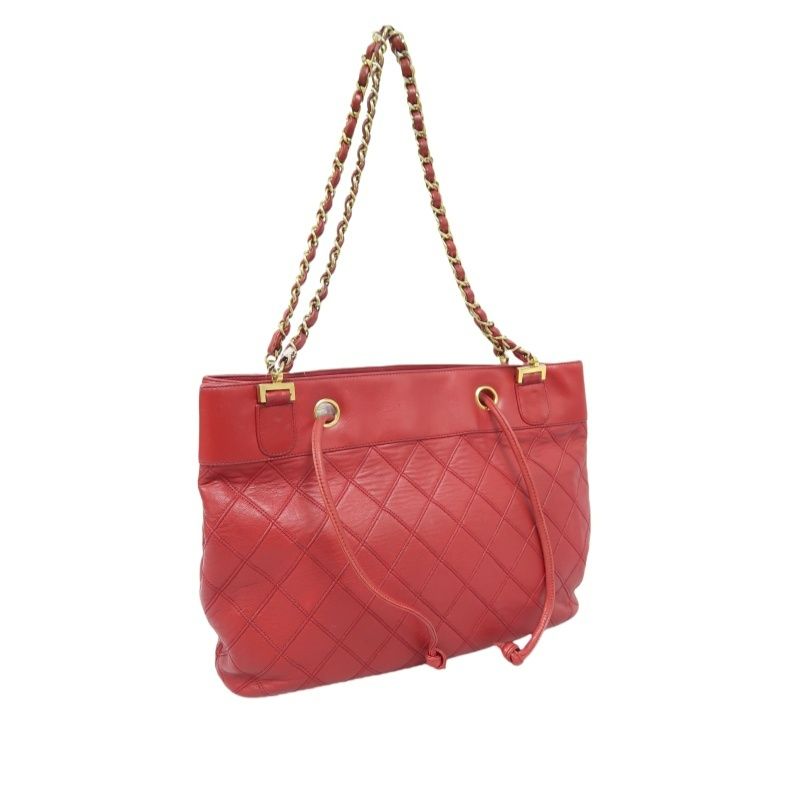 CHANEL Red Chain Shoulder Bag, Gold Hardware, with Guarantee Card