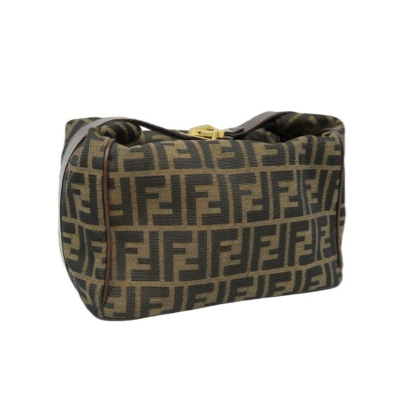 FENDI Brown Zucca Vanity Bag, Canvas Material, with 2 Crocheted Keys
