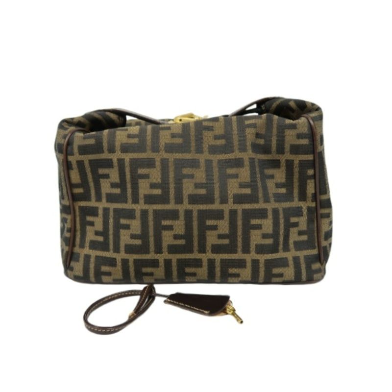 FENDI Brown Zucca Vanity Bag, Canvas Material, with 2 Crocheted Keys