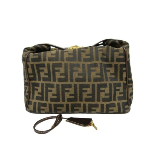 FENDI Brown Zucca Vanity Bag, Canvas Material, with 2 Crocheted Keys