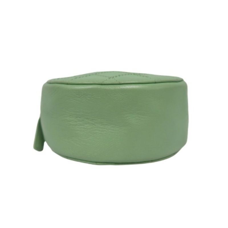 CHANEL Green Lambskin Quilted Chain Shoulder Crossbody Bag with Silver Hardware