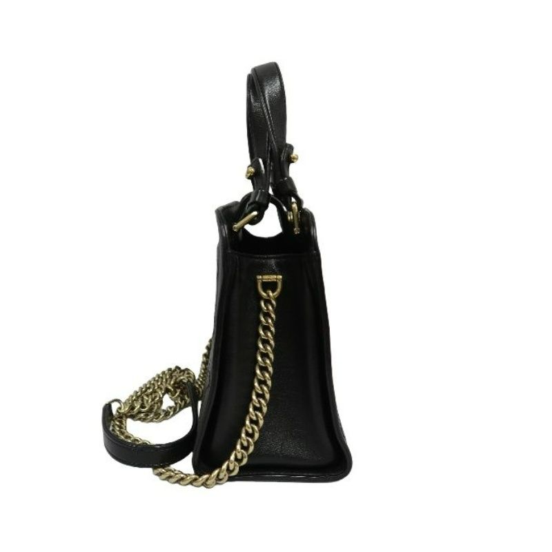 CHANEL Black Calfskin Quilted 2WAY Shoulder Crossbody Handbag with Gold Hardware & Medallion
