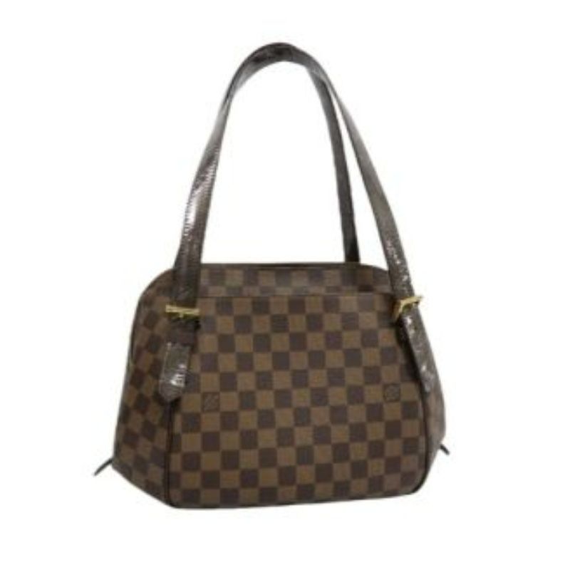 LOUIS VUITTON (LV) Damier Ebene Belem MM Brown Handbag, with Dust Bag